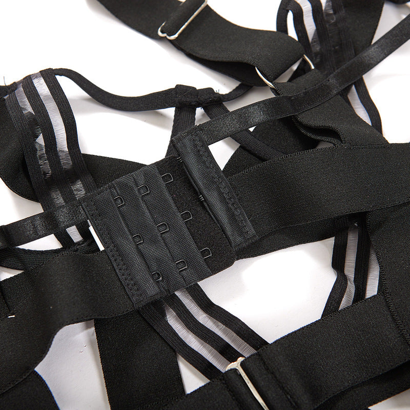 Black Bundled Erotic Lingerie Set-Bra Details-6