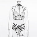 Halter Lace Bra Sexy Lingerie Set Front View